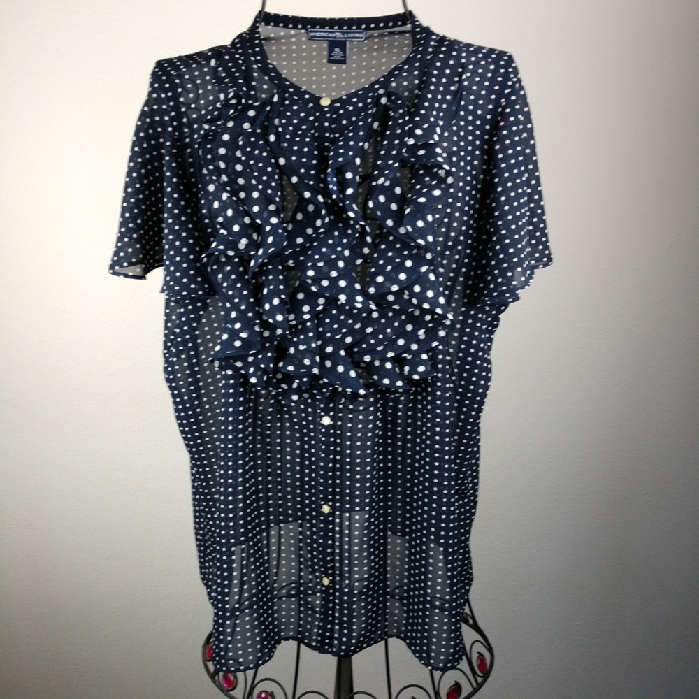 American Living Ruffled Chiffon Blouse sz xl